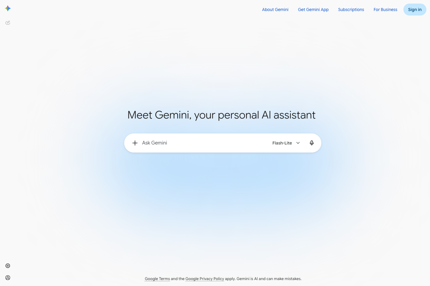 Google Gemini public assistant page