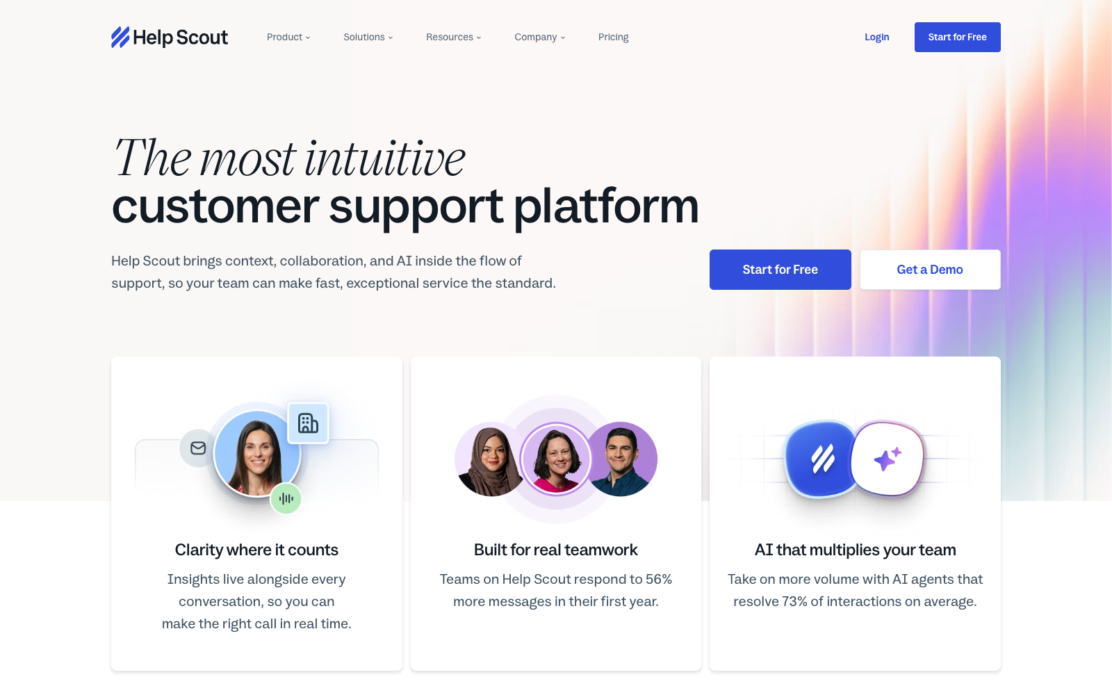 Help Scout homepage. The most intuitive customer support platform.